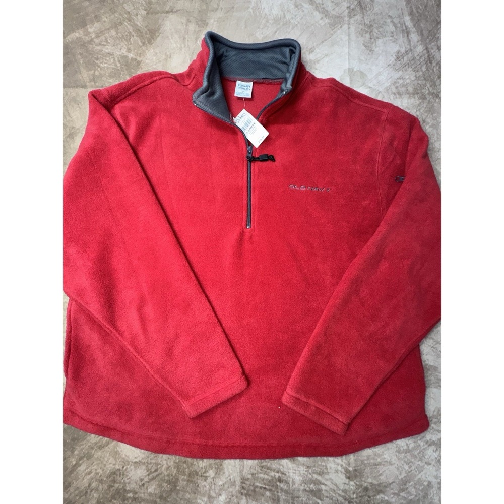 Old Navy Mens Extra Large XL Pullover Sweater Red Polyester 1/4 Zip Mens NWT